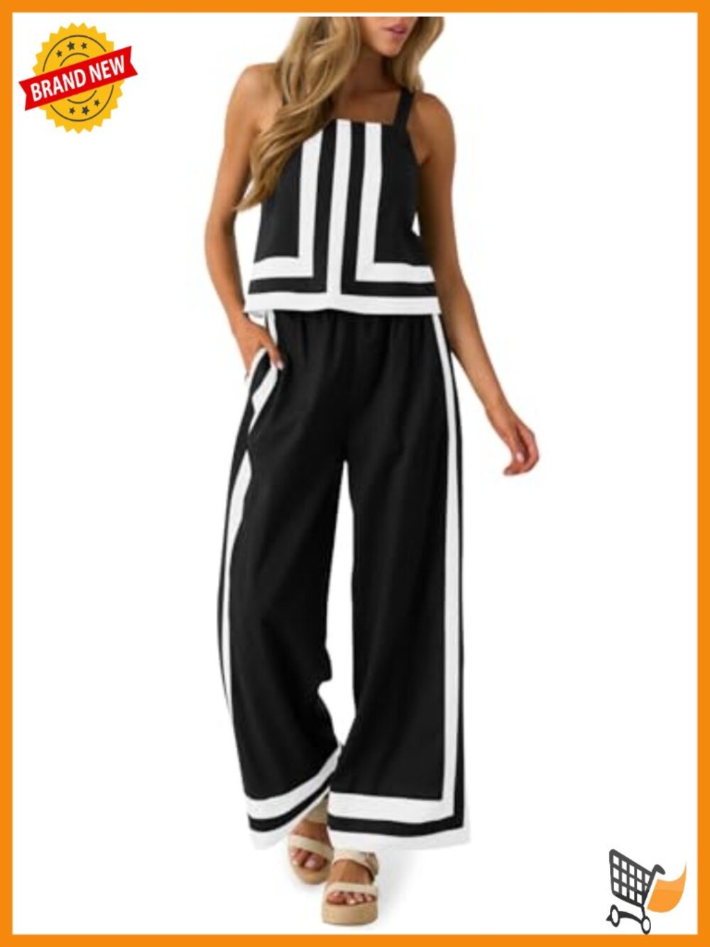 Womens 2 Piece Lounge Set Sleeveless Cami Wide Leg Pants Summer Vacation